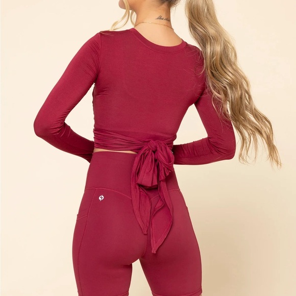 POPFLEX Tops - Bow back long sleeve in Ruby